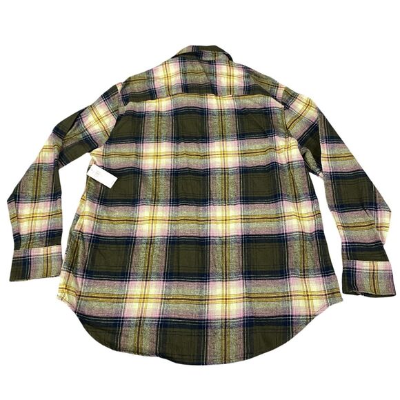 Old Navy Boyfriend Shirt Women Small Multi Plaid Flannel Long Sleeve Button Down - Picture 14 of 15